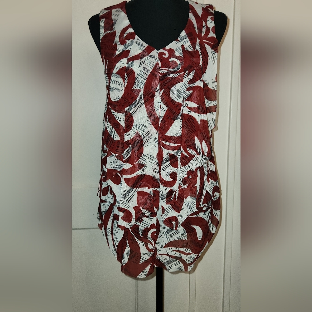 ALFANI SIZE SMALL RED AND WHITE TANK TOP